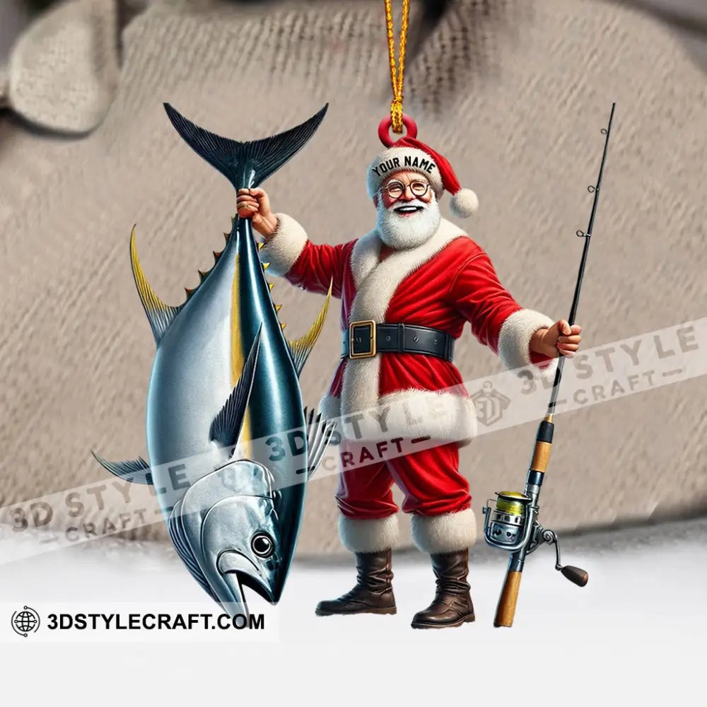 Santa Fishing Home Decor Christmas Ornament Personalized