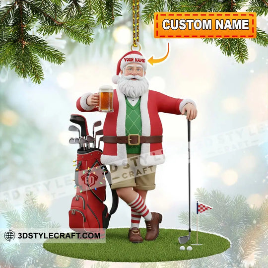 Santa Golf And Beer, Home Decor, Christmas Ornament, Personalized Ornament style option 1