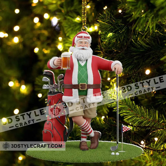 Santa Golf And Beer, Home Decor, Christmas Ornament, Personalized Ornament style option 3