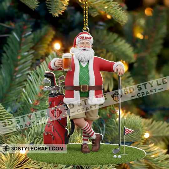 Santa Golf And Beer, Home Decor, Christmas Ornament, Personalized Ornament style option 4