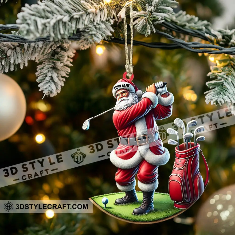 Santa Golf Christmas Ornament Personalized