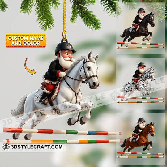Santa Horse Racing Home Decor, Christmas Ornament, Personalized Ornament style option 1
