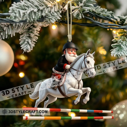 Santa Horse Racing Home Decor, Christmas Ornament, Personalized Ornament style option 3