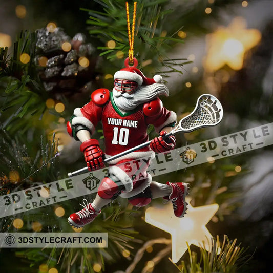 Santa Lacrosse Christmas Ornament Personalized 3.54’’ / 1