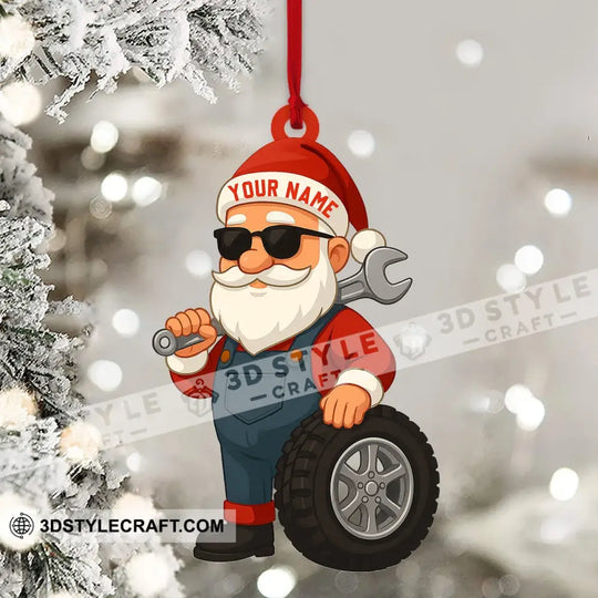 Santa Mechanic Christmas, Home Decor, Christmas Ornament, Personalized Ornament style option 4