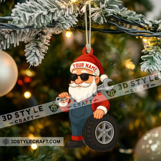Santa Mechanic Christmas, Home Decor, Christmas Ornament, Personalized Ornament style option 3