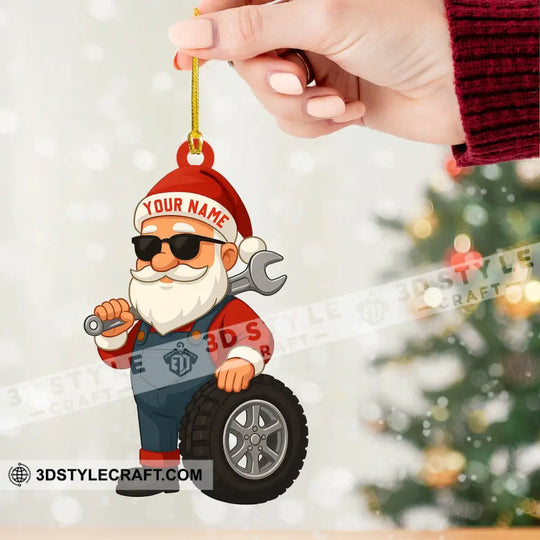 Santa Mechanic Christmas, Home Decor, Christmas Ornament, Personalized Ornament style option 2