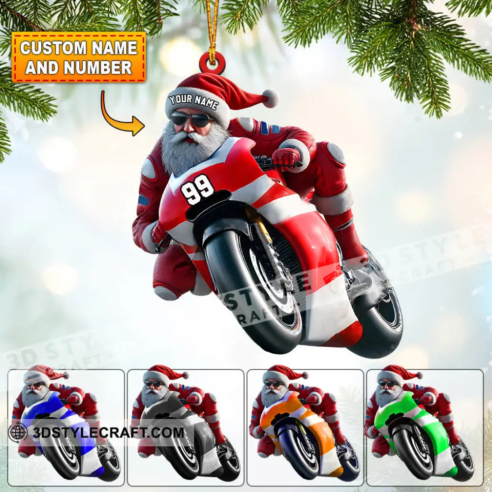 Santa Motobike Christmas Ornament Personalized 3.54’’ / 1