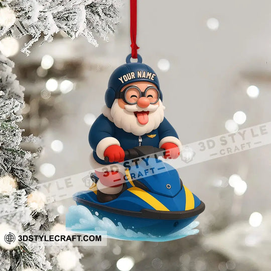 Santa On A Jet Ski: Making Waves This Christmas Home Decor, Christmas Ornament, Personalized Ornament style option 4
