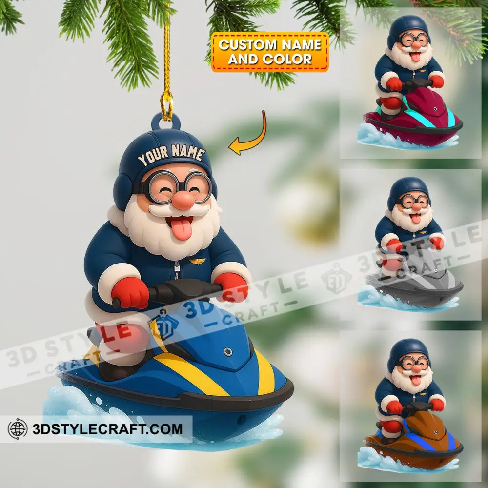 Santa On A Jet Ski: Making Waves This Christmas Home Decor Christmas Ornament Personalized Ornament 3.54’’ / 1 Ornament