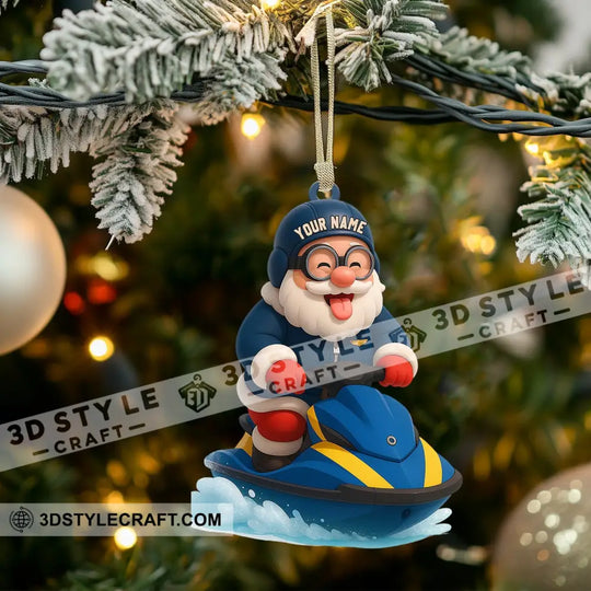 Santa On A Jet Ski: Making Waves This Christmas Home Decor, Christmas Ornament, Personalized Ornament style option 3