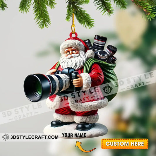 Santa Photographer Home Decor Christmas Ornament Personalized 3.54’’ / 1