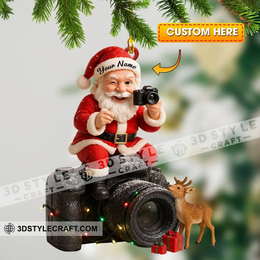 Santa Photographer Home Decor Christmas Ornament Personalized Ornament 3.54’’ / 1 Ornament Ornament
