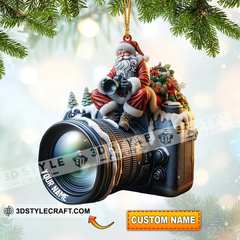 Santa Photographer Home Decor Christmas Ornament Personalized 3.54’’ / 1