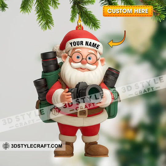 Santa Photography Home Decor, Christmas Ornament, Personalized Ornament style option 1