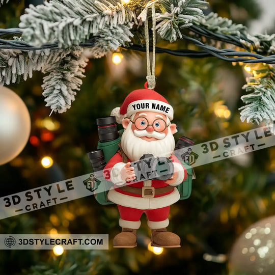 Santa Photography Home Decor, Christmas Ornament, Personalized Ornament style option 3