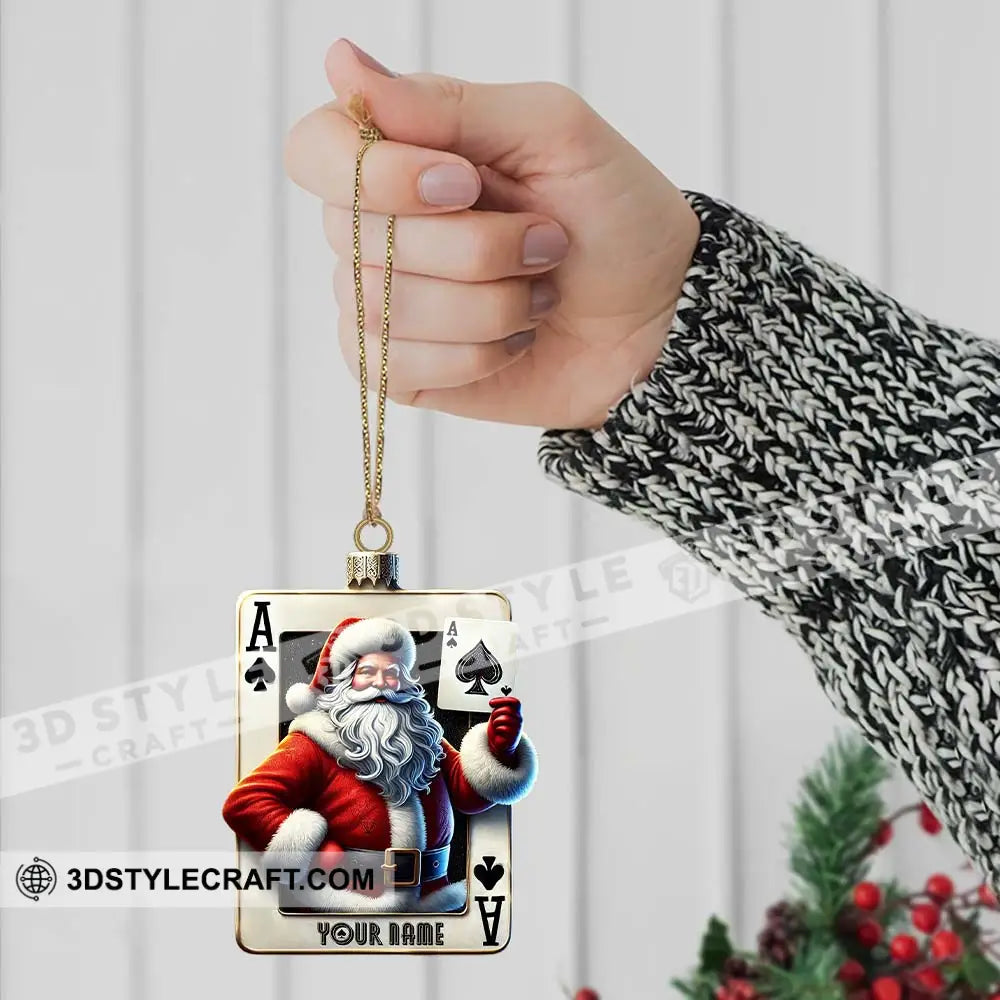 Santa Poker Ornament Personalized