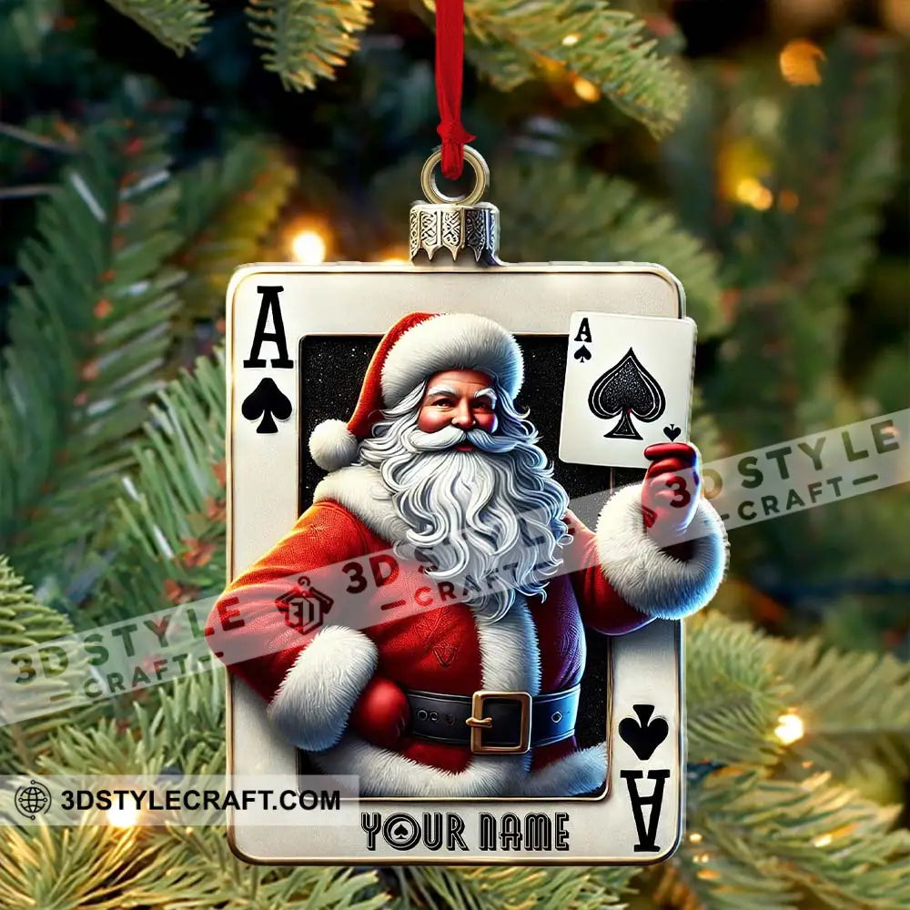 Santa Poker Ornament Personalized