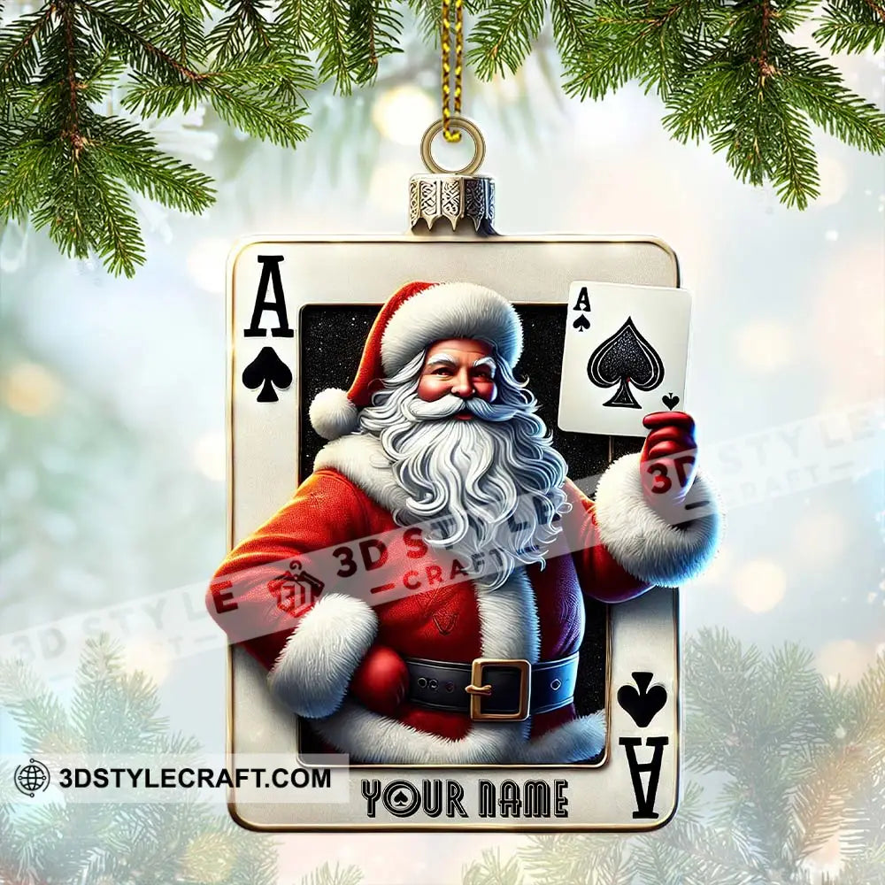 Santa Poker Ornament Personalized