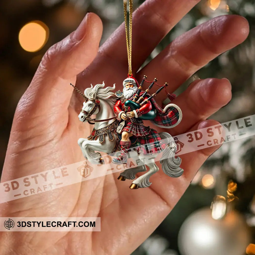 Santa Rider On Horseback Christmas Ornament Personalized