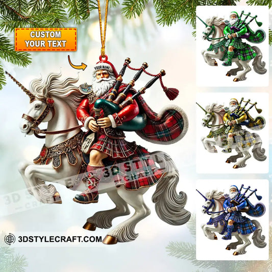 Santa Rider On Horseback Christmas Ornament Personalized 3.54’’ / 1