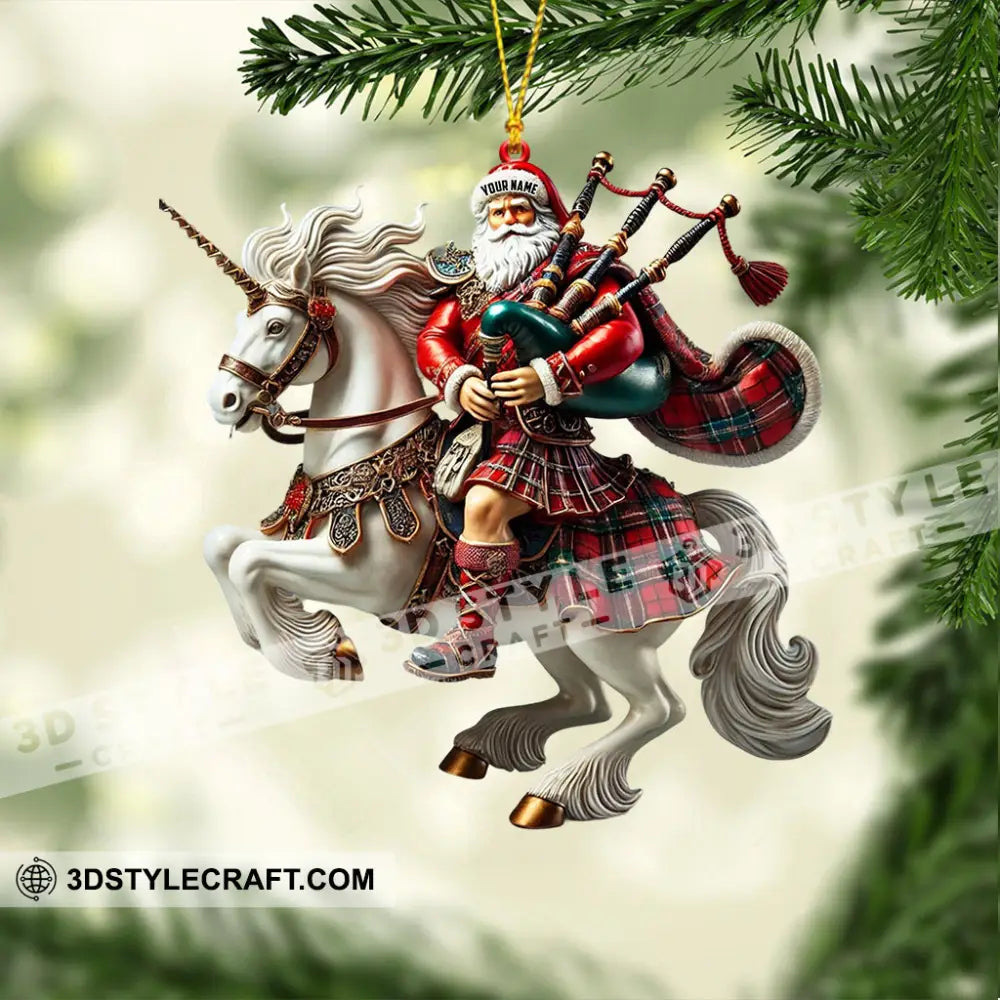 Santa Rider On Horseback Christmas Ornament Personalized