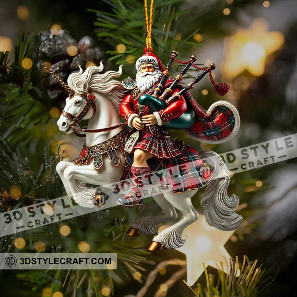 Santa Rider On Horseback Christmas Ornament Personalized