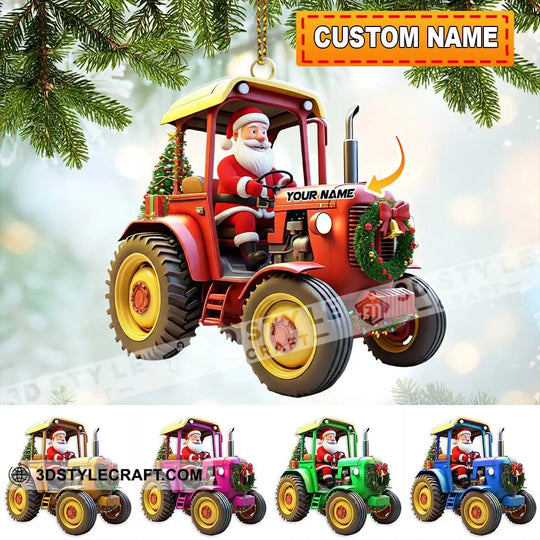 Santa Rides Truck, Home Decor, Christmas Ornament, Personalized Ornament style option 1
