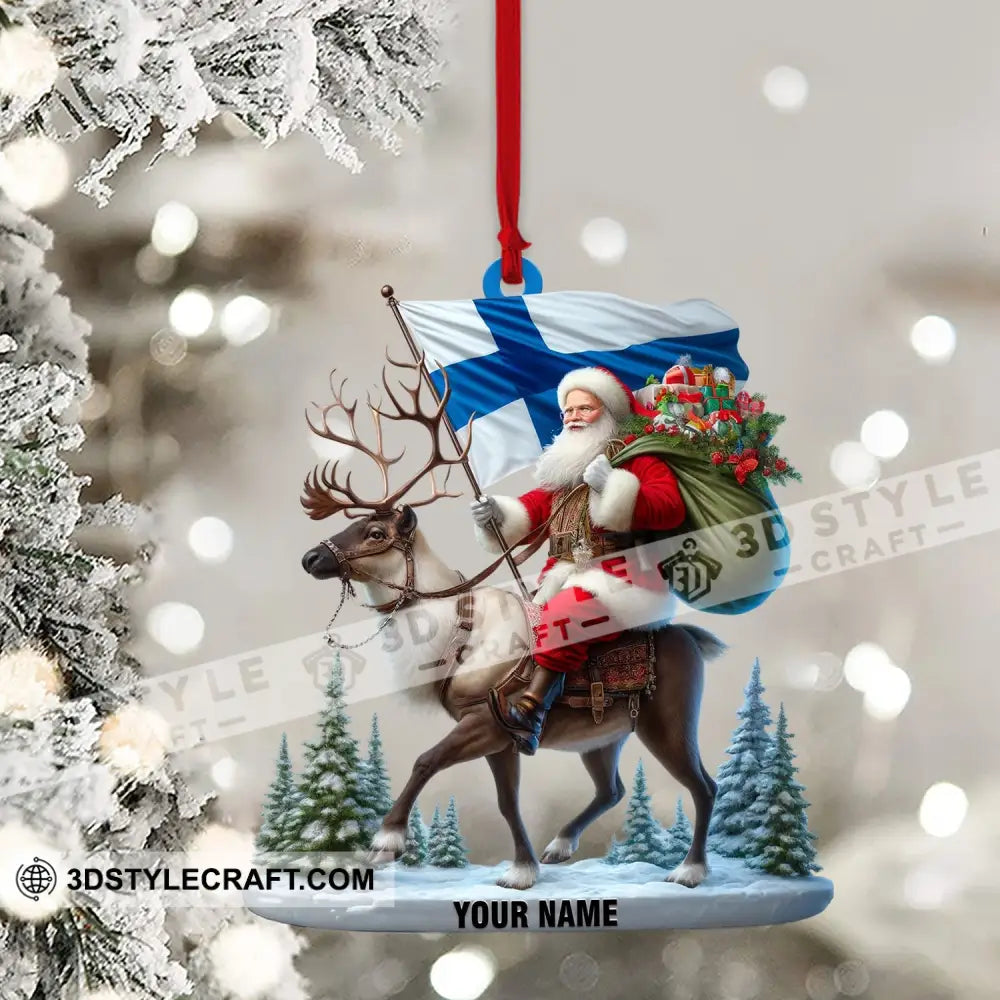 Santa Riding A Reindeer Home Decor Christmas Ornament Personalized