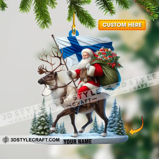 Santa Riding A Reindeer Home Decor Christmas Ornament Personalized 3.54’’ / 1