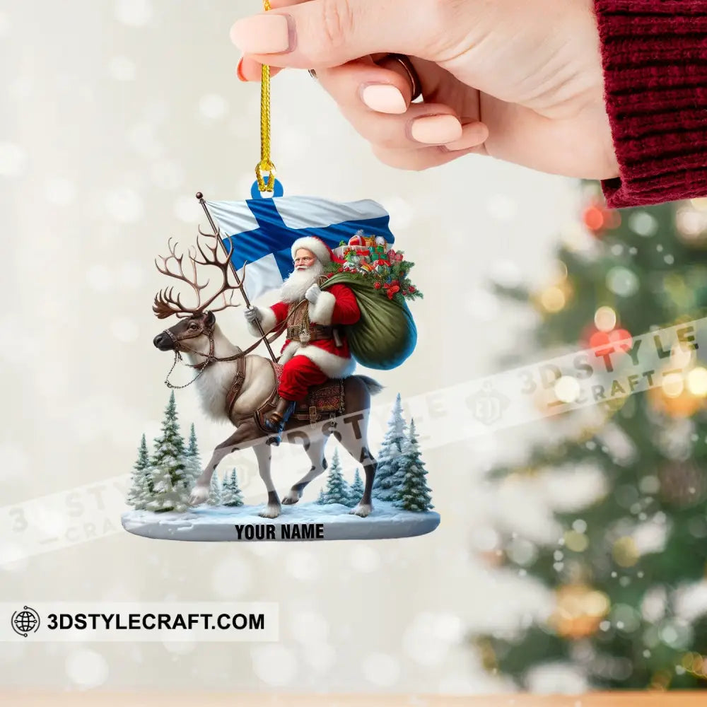 Santa Riding A Reindeer Home Decor Christmas Ornament Personalized