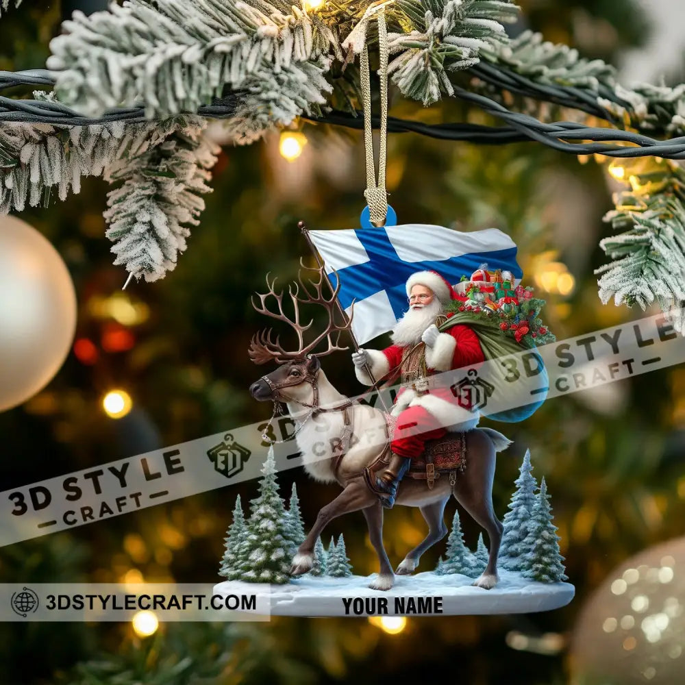 Santa Riding A Reindeer Home Decor Christmas Ornament Personalized