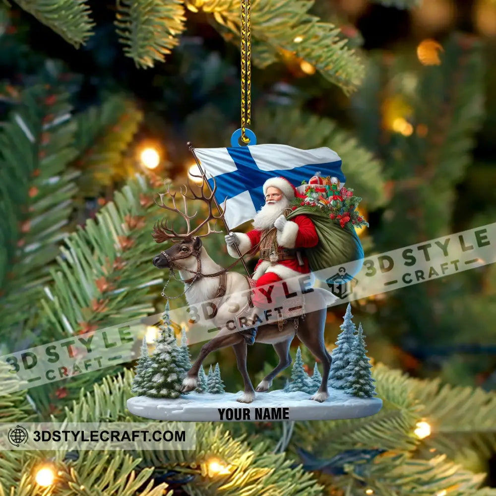 Santa Riding A Reindeer Home Decor Christmas Ornament Personalized