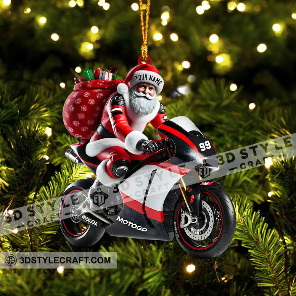 Santa Riding Motorcycle Home Decor Christmas Ornament Personalized