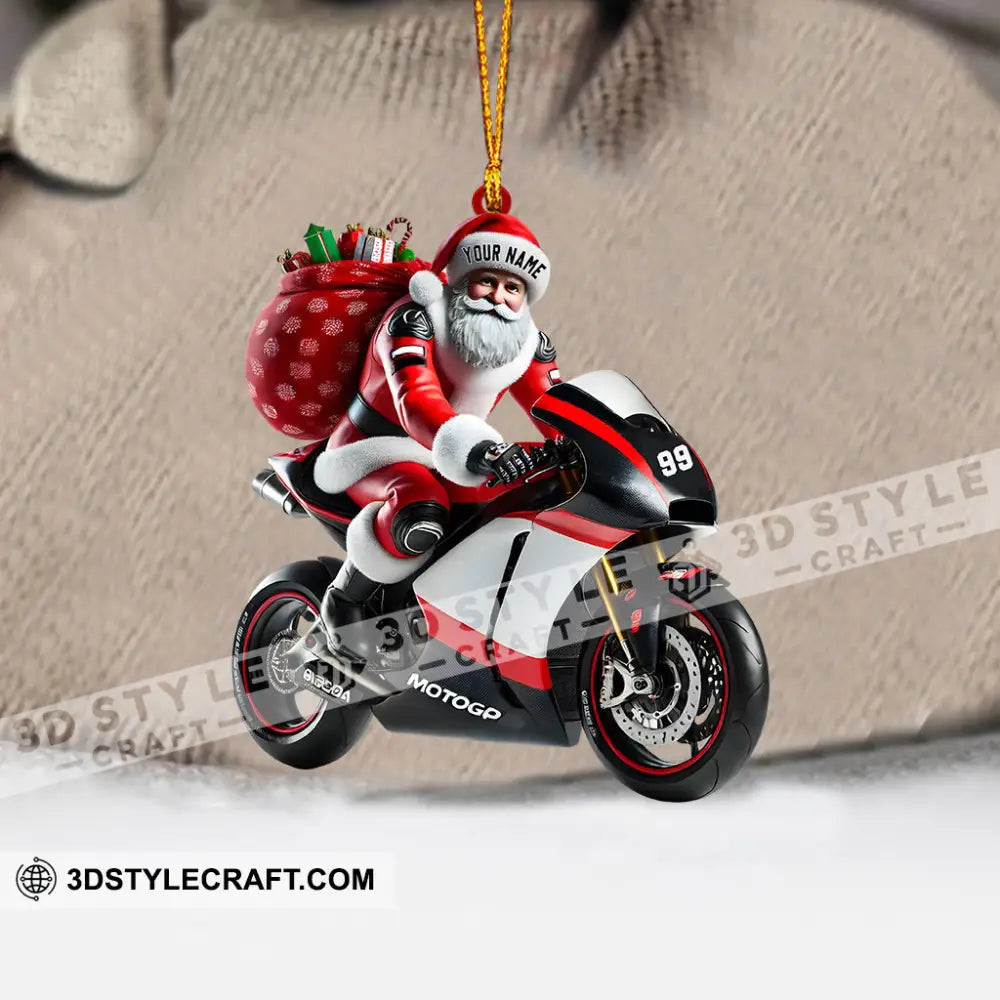 Santa Riding Motorcycle Home Decor Christmas Ornament Personalized