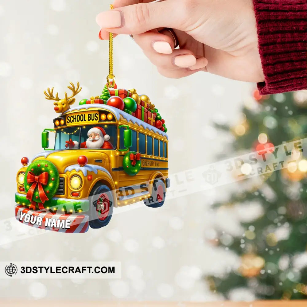 Santa School Bus Home Decor Christmas Ornament Personalized Ornament Ornament