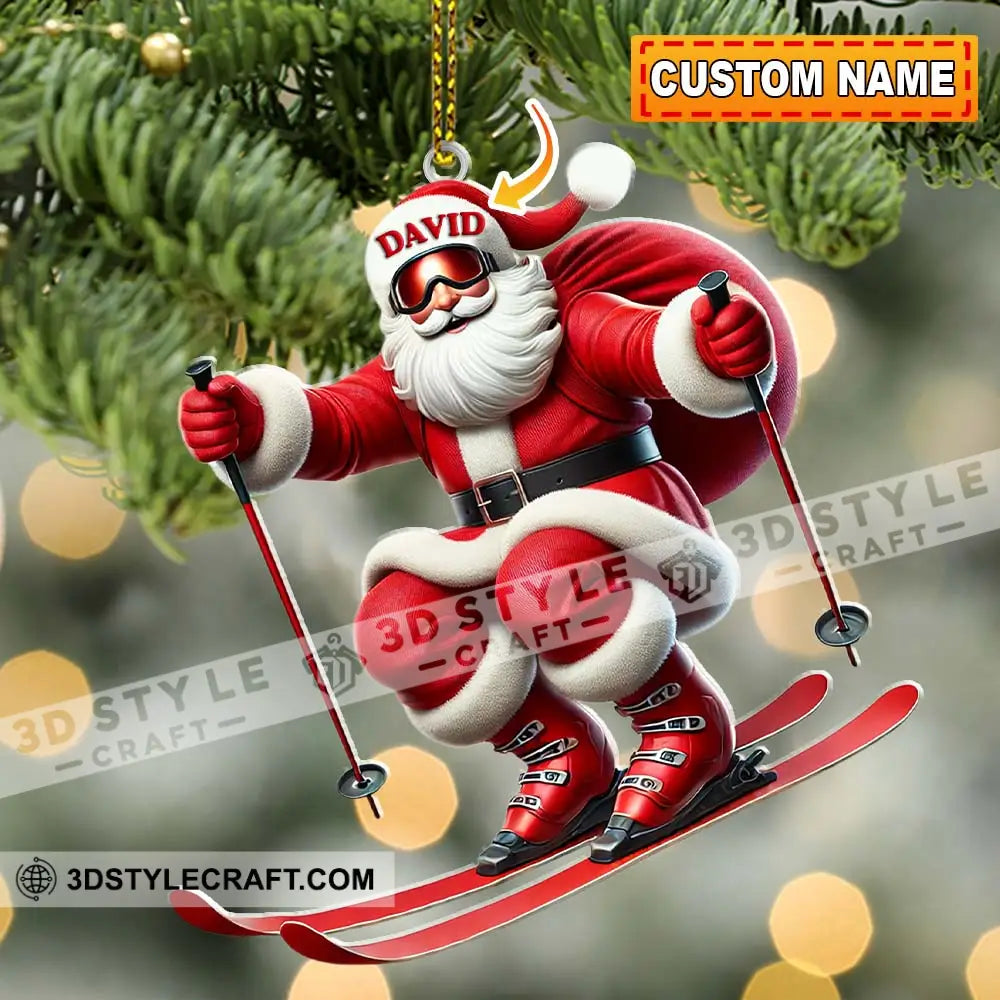 Santa Skiing Christmas Ornament Personalized 3.54’’ / 1