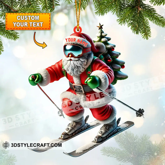 Santa Skiing Christmas Ornament Personalized 3.54’’ / 1