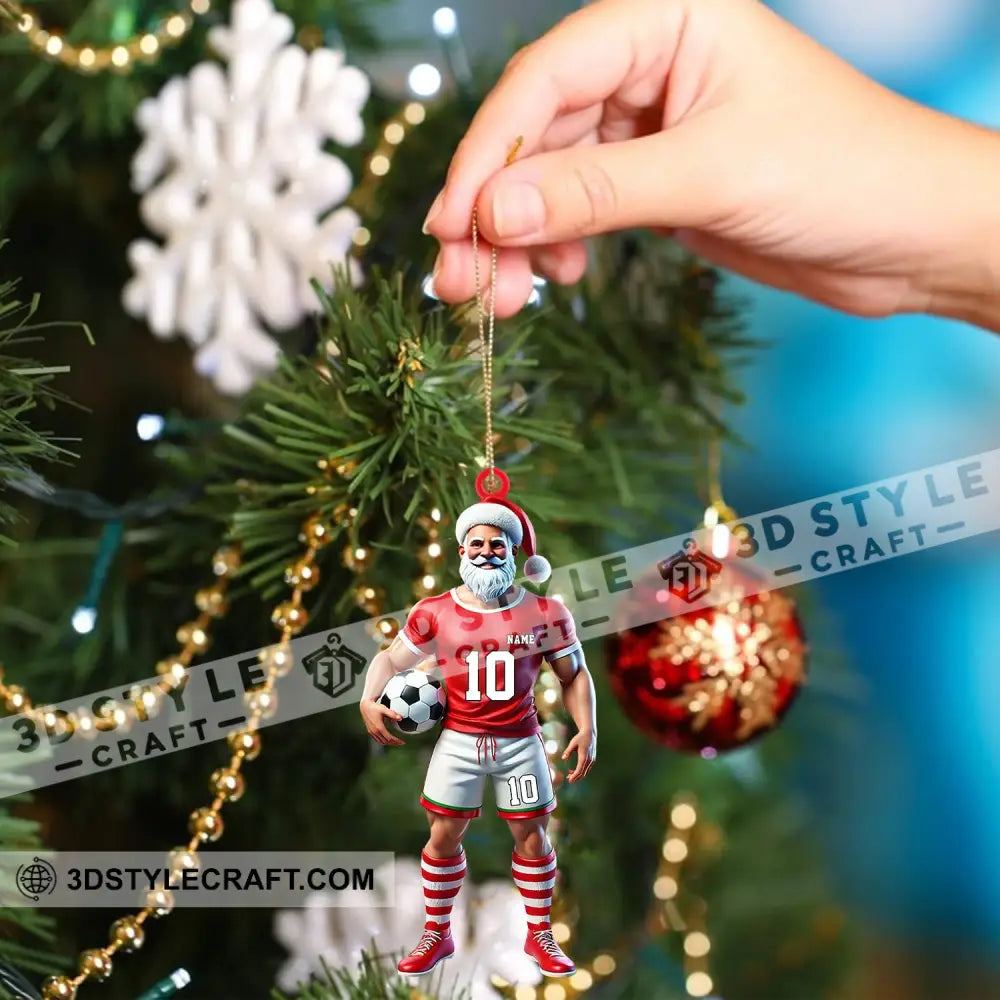 Santa Soccer Player Ornament Personalized