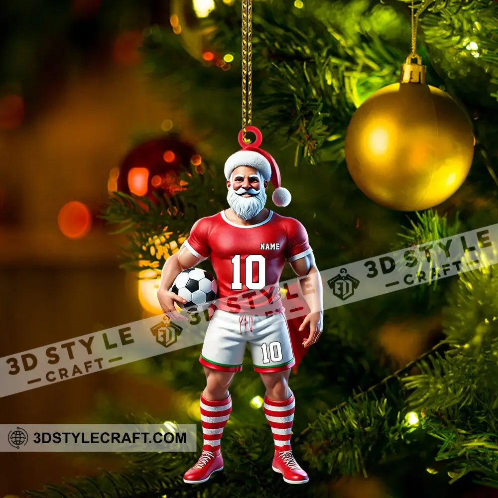 Santa Soccer Player Ornament Personalized