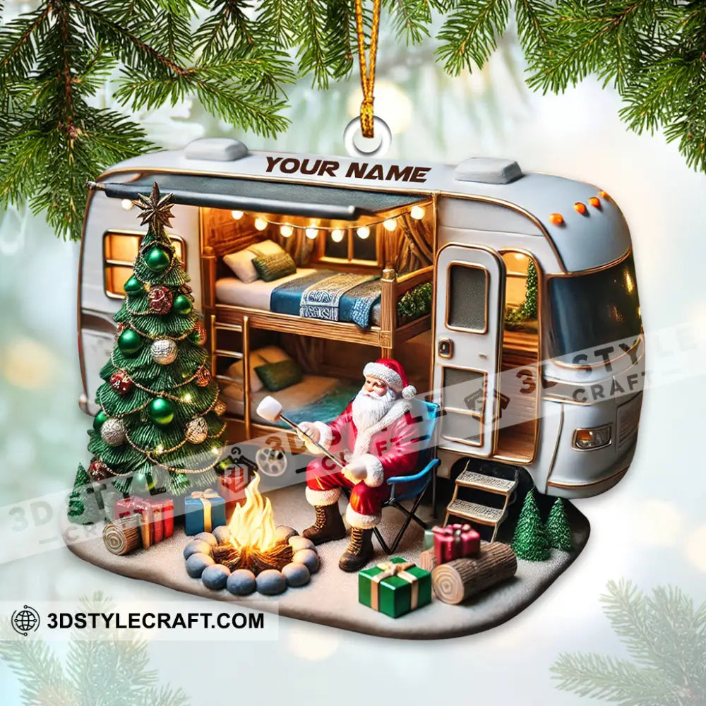 Santa Trailer Christmas Ornament Personalized