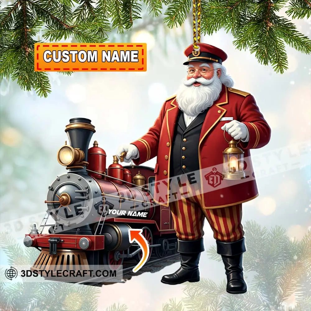 Santa Train Home Decor Christmas Ornament Personalized Ornament 3.54’’ / 1 Ornament Ornament