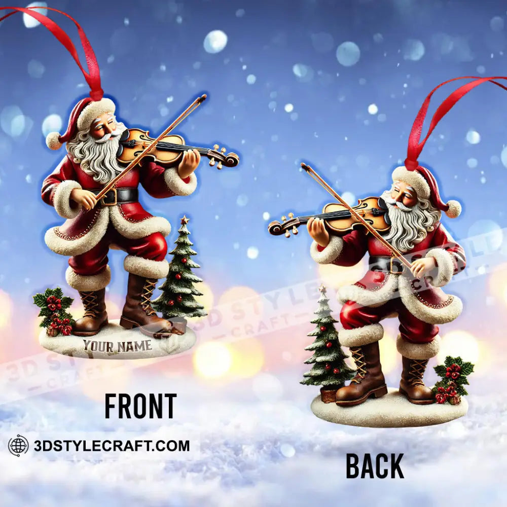 Santa Violin Christmas Ornament Personalized