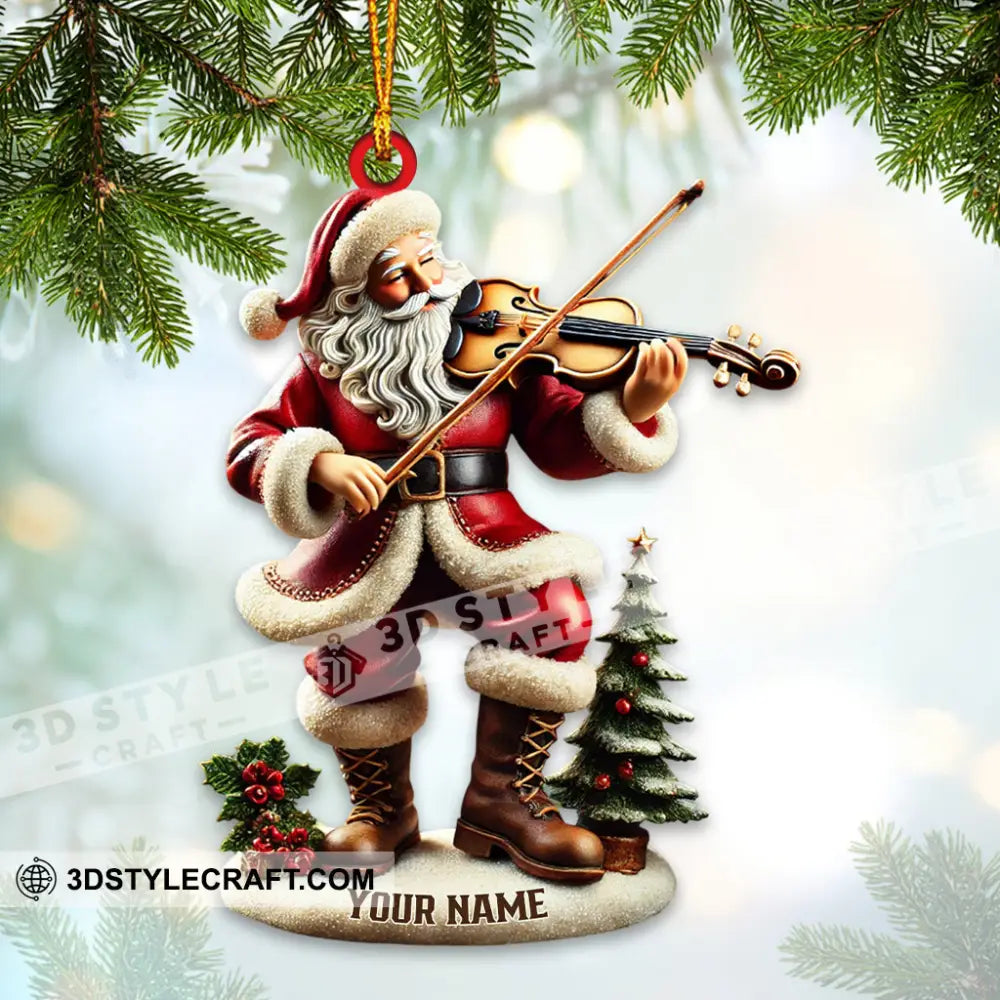 Santa Violin Christmas Ornament Personalized