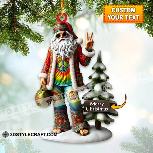 Santa Wearing Hippie Christmas Ornament Personalized 3.54’’ / 1