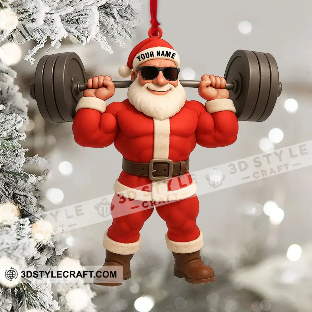 Santa Weightlifting Home Decor Christmas Ornament Personalized Ornament Ornament