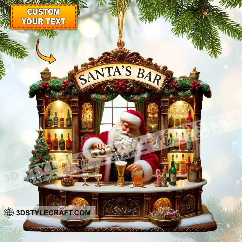 Santa’s Bar Christmas Ornament Bartender Personalized 3.54’’ / 1