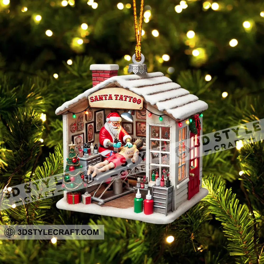 Santa’s Tattoo Christmas Ornament Personalized