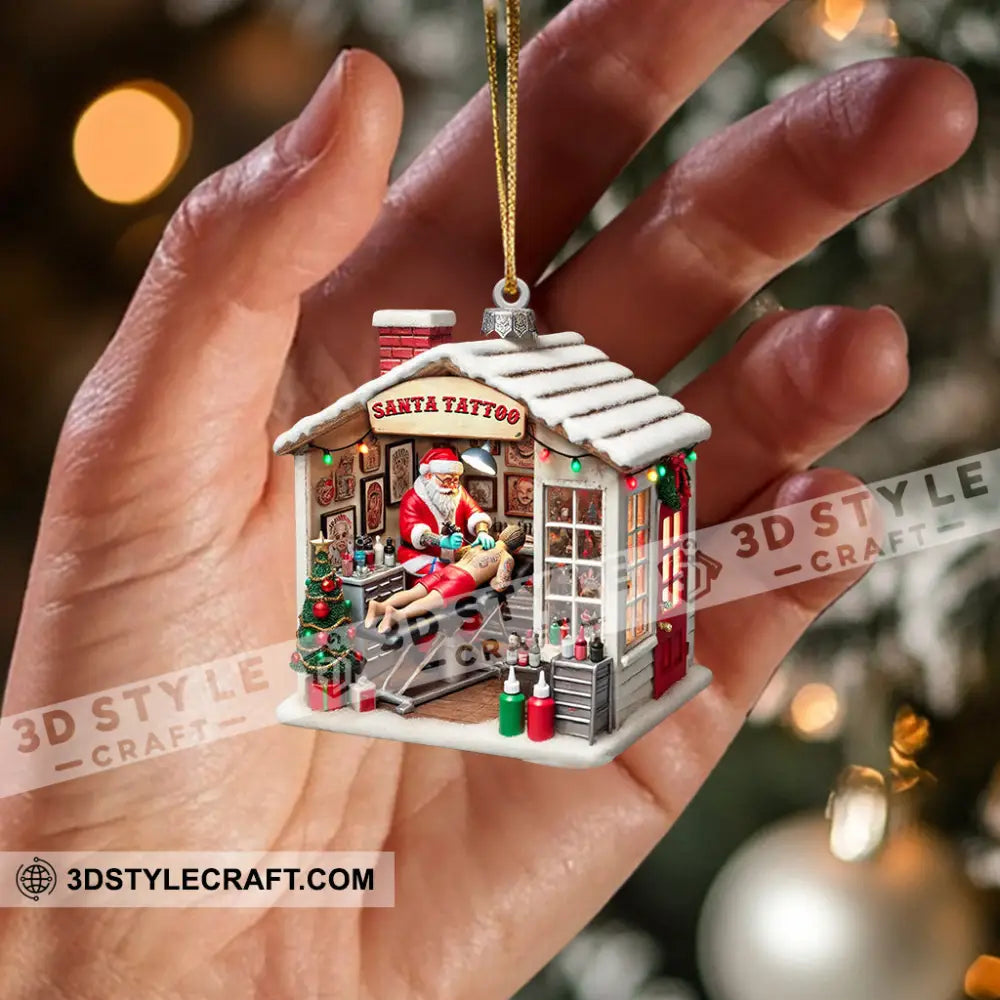 Santa’s Tattoo Christmas Ornament Personalized