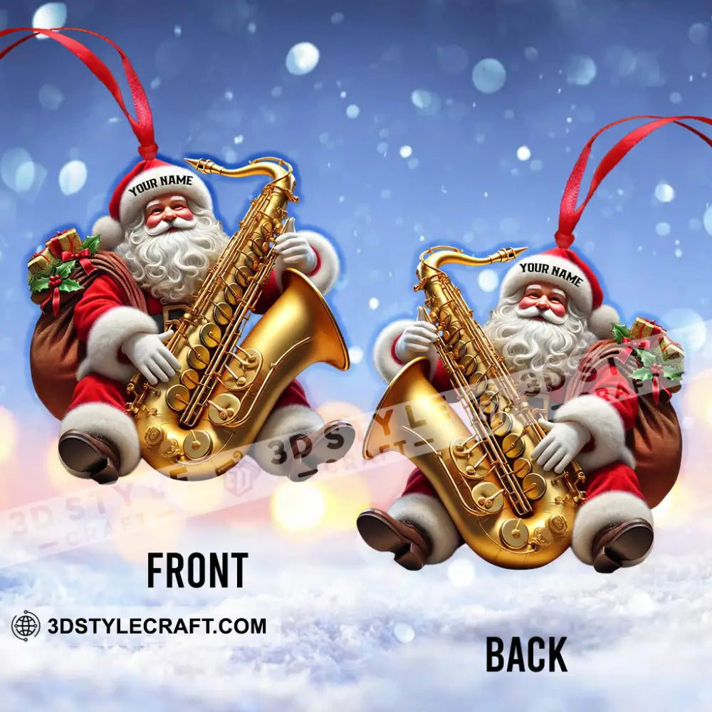 Saxophone Santa Home Decor Christmas Ornament Personalized